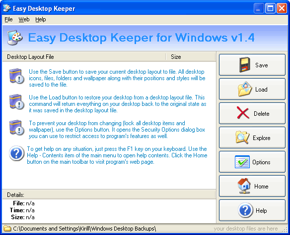 Easy Desktop Keeper screen shot