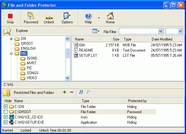 Screenshot of File & Folder Protector